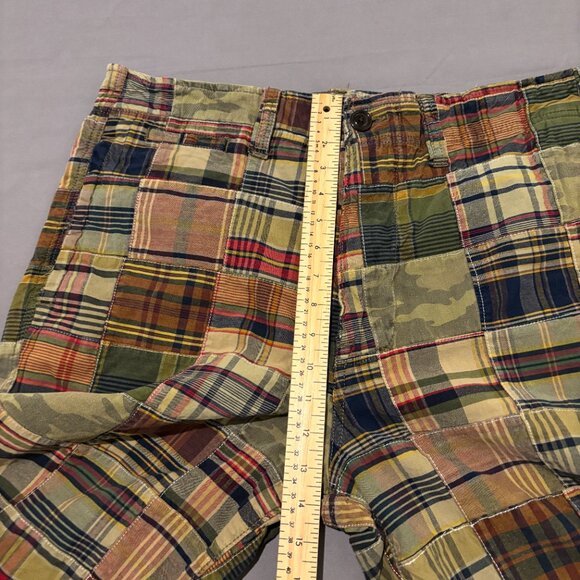 American Eagle Shorts 34 36x10 Beige Patchwork Longer Length Y2K High Rise - Picture 3 of 7